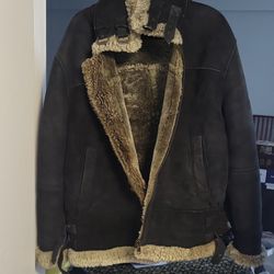 Sub Zero Men's Brown Leather Shearling Lined Insulated Overcoat Jacket L