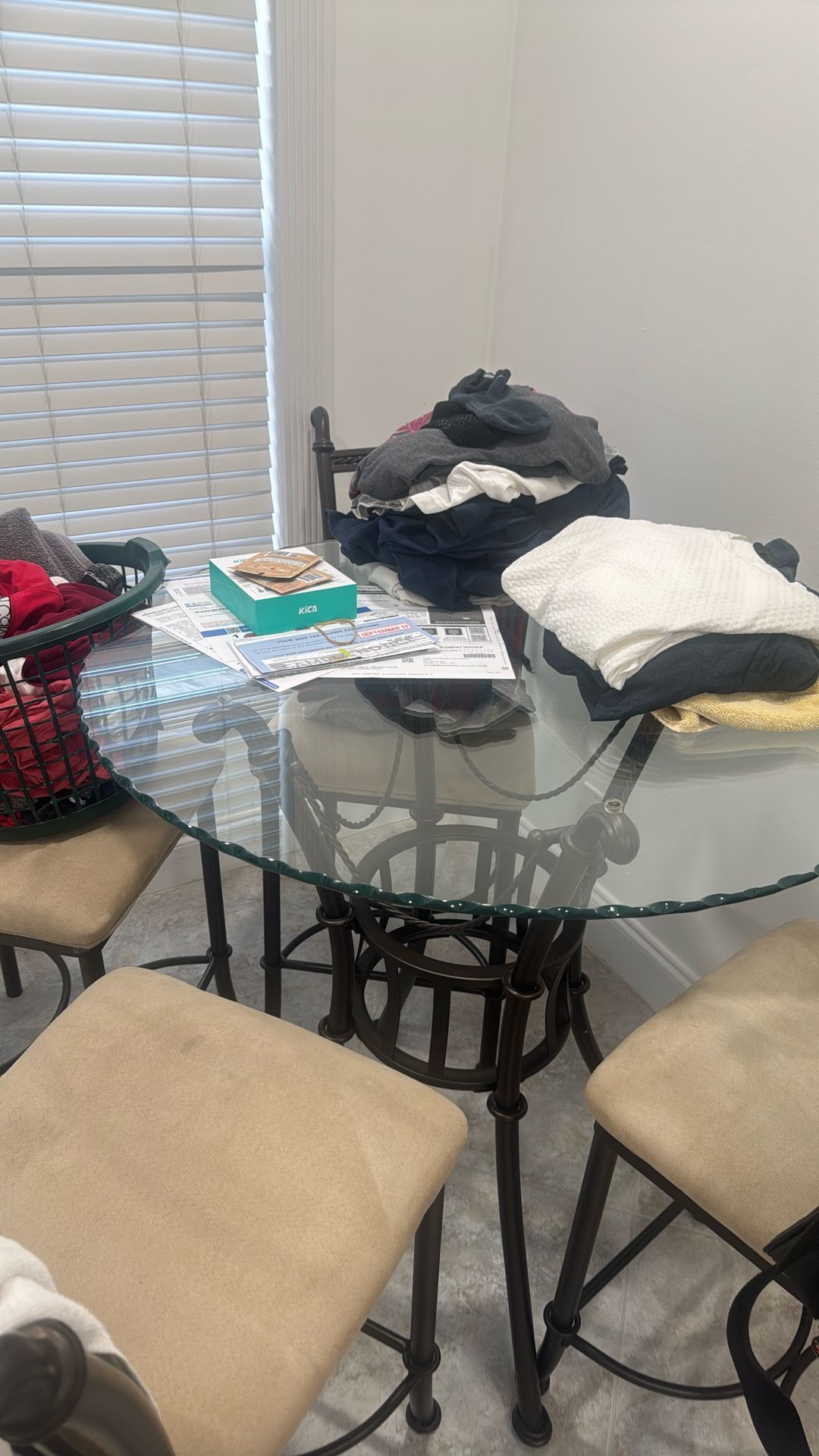 Glass Kitchen Table High Top With 4 Chairs