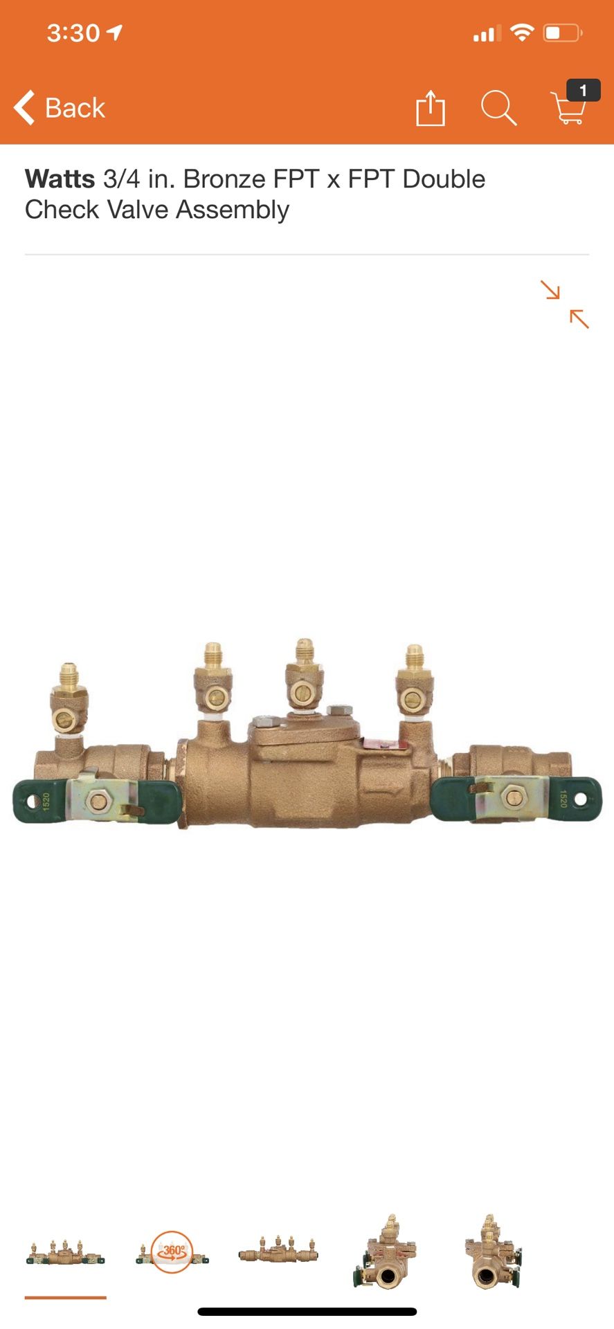 Watts 3/4 in sprinkler double check valve