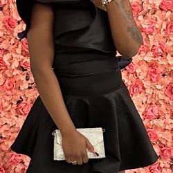 Black Mini Dress With Dramatic Top