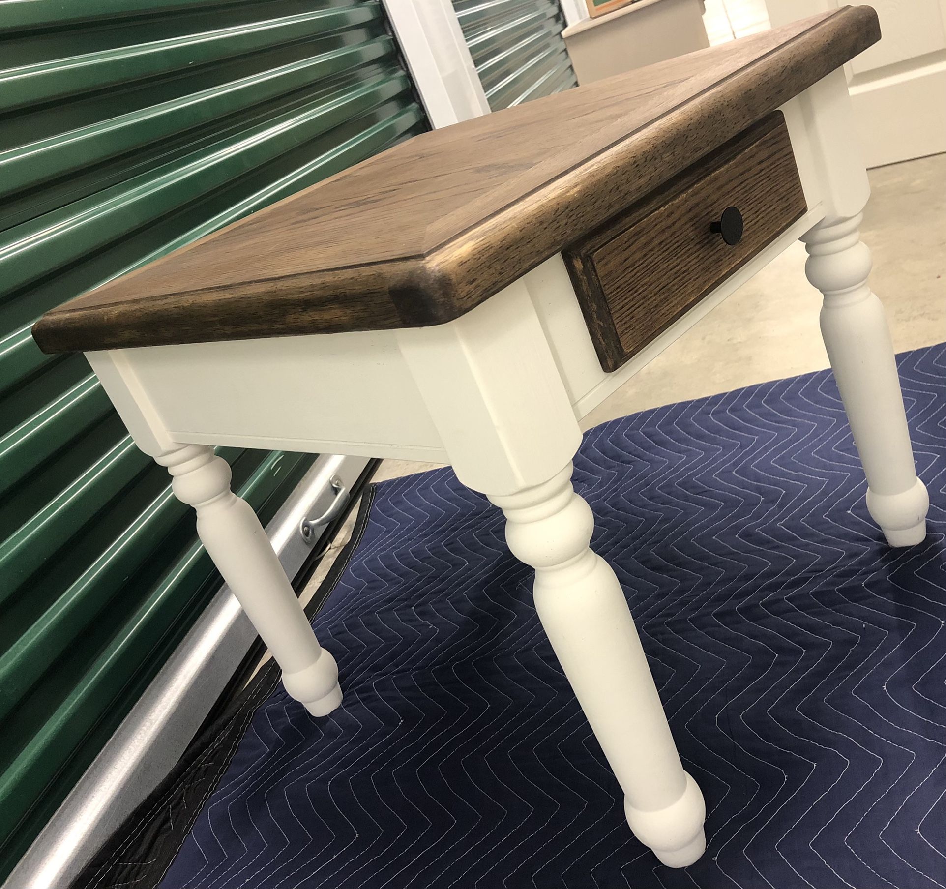 Wood End Table with White Washed Legs