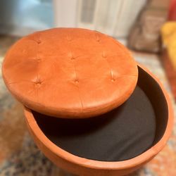 Burnt orange Storage Ottoman 36” Faux Suedo