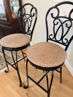 Black Metal Swivel Bar Stools- Pair