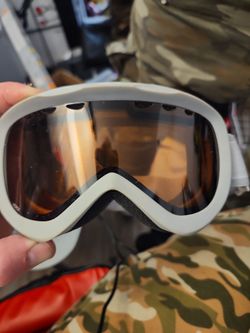 Snow Ski Goggles White Frame Amber Lens