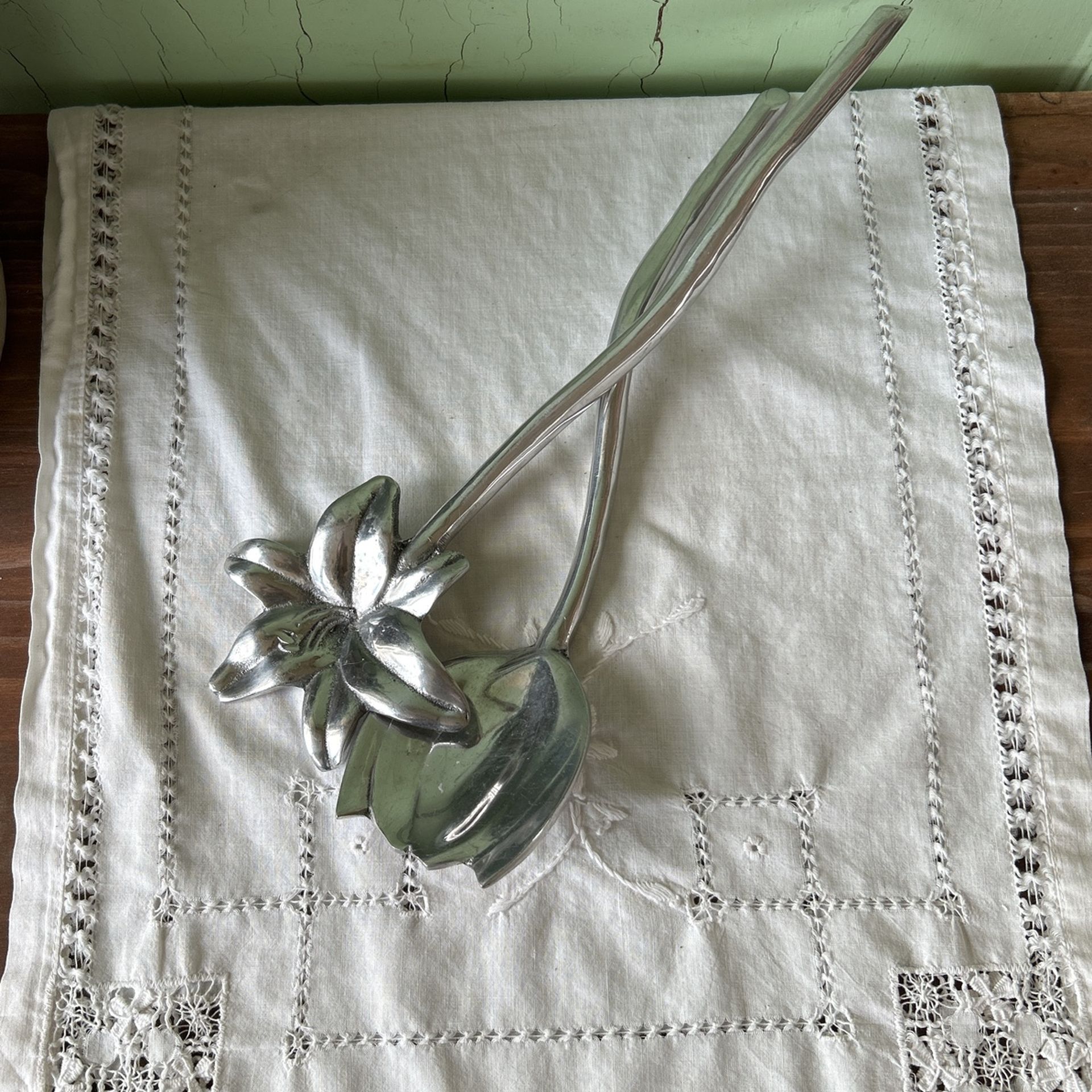 Mariposa Brillante Mexican Aluminum Kitchen Utensil Salad Food Servers Flowers