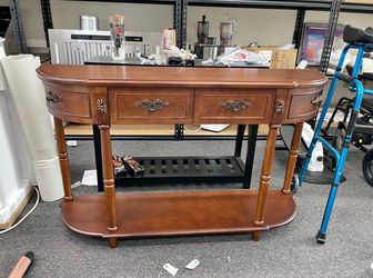 Assembled New Retro Curved Console Table 52" Half Moon Console Table Sofa Table Entryway Table
