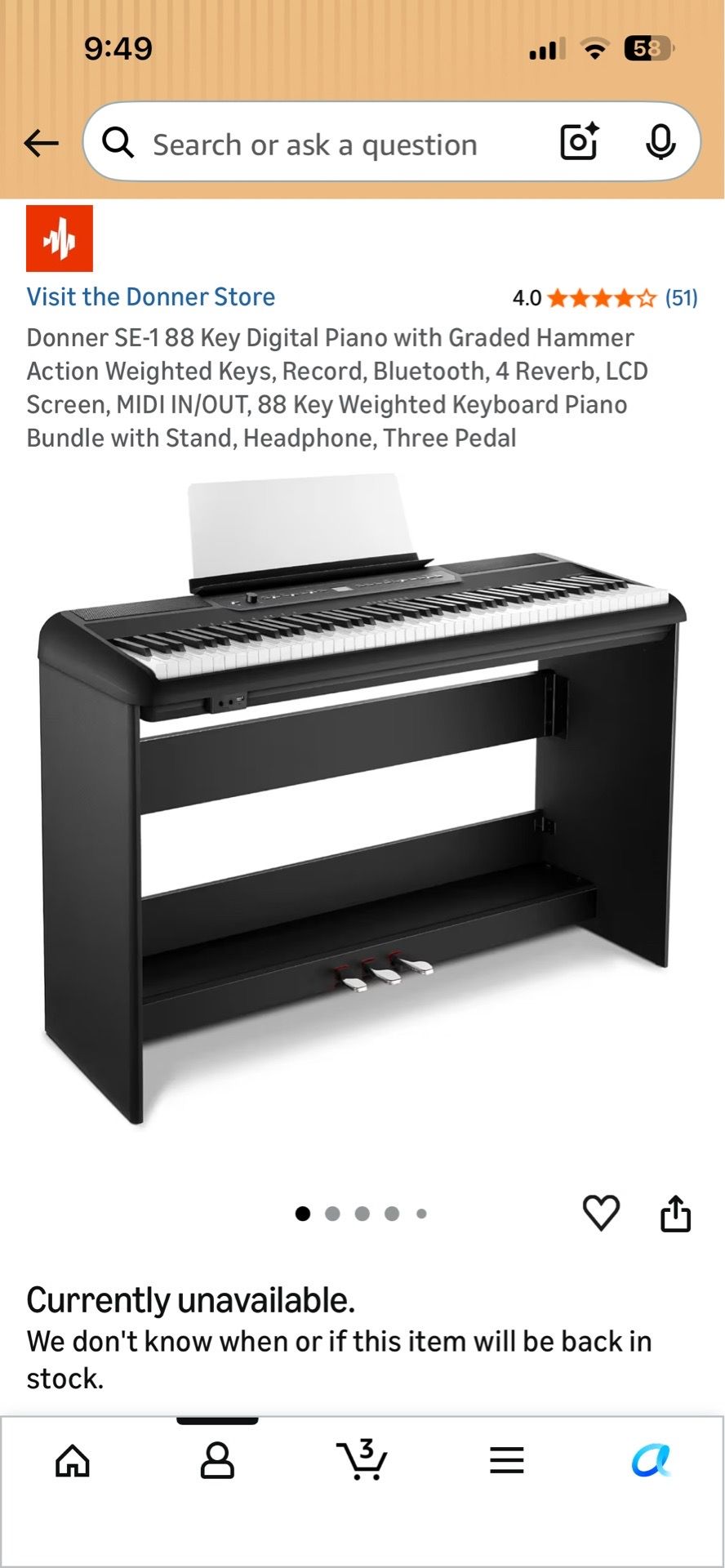 Donner SE-1 88 Key Digital Piano with Weighted keys