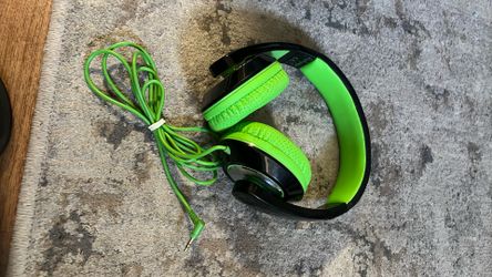 Green Headset adjustable Mic 🎧 3.5mm audio jack Gaming headphone head phones xbox ps4 ps5 playstation