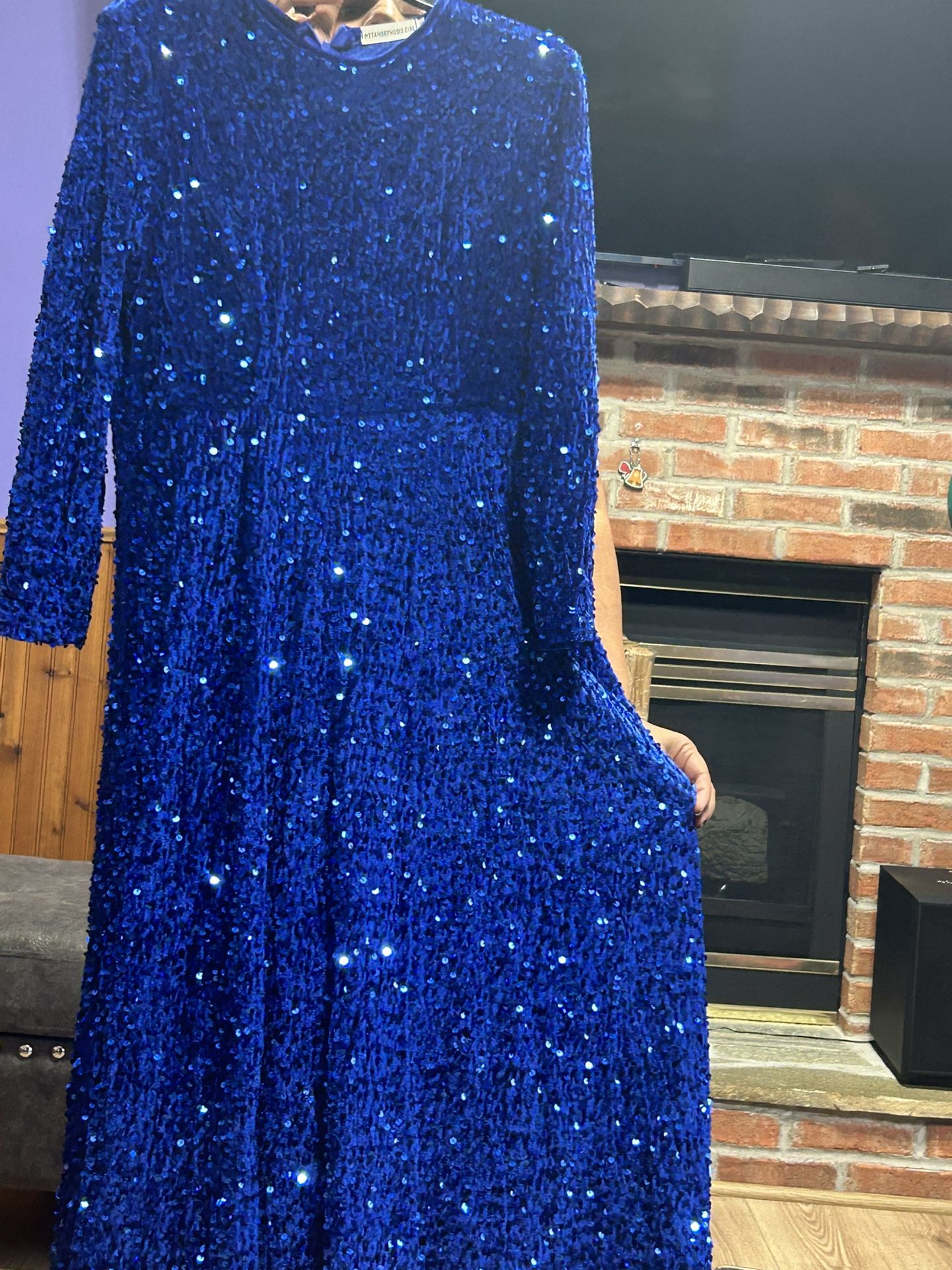 Adrianna Papell Blue Sequin Dress