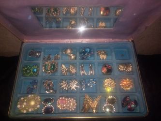 Vintage costume earrings and case