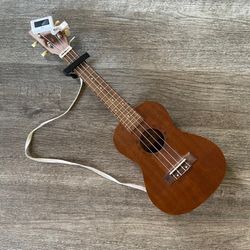 ukulele with capo and tuner