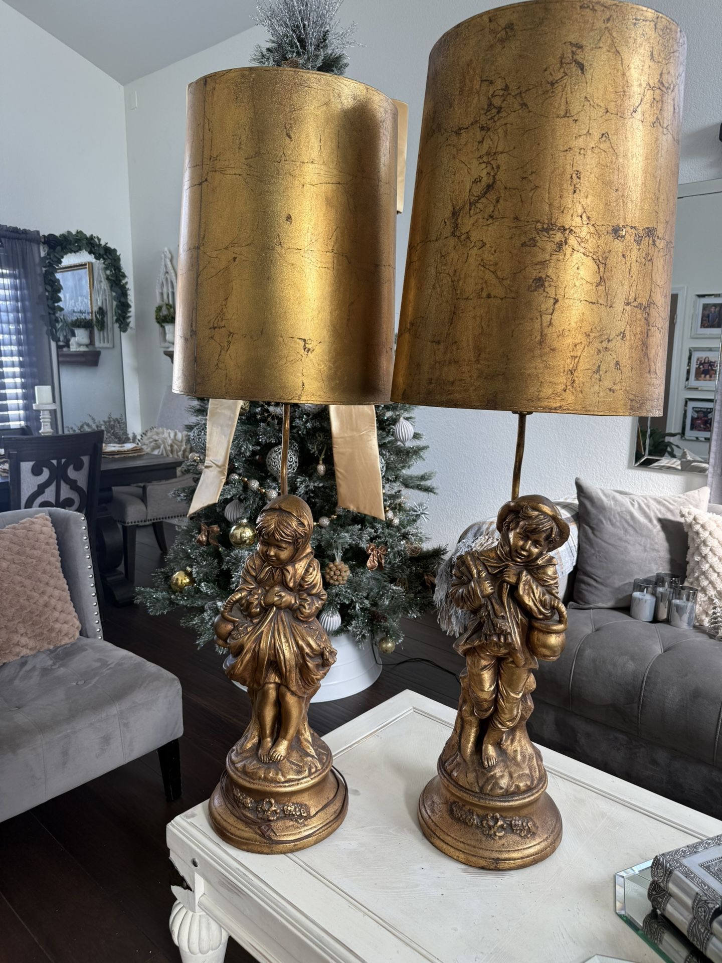 52”in Tall Vintage Ceramic Lamp Figures