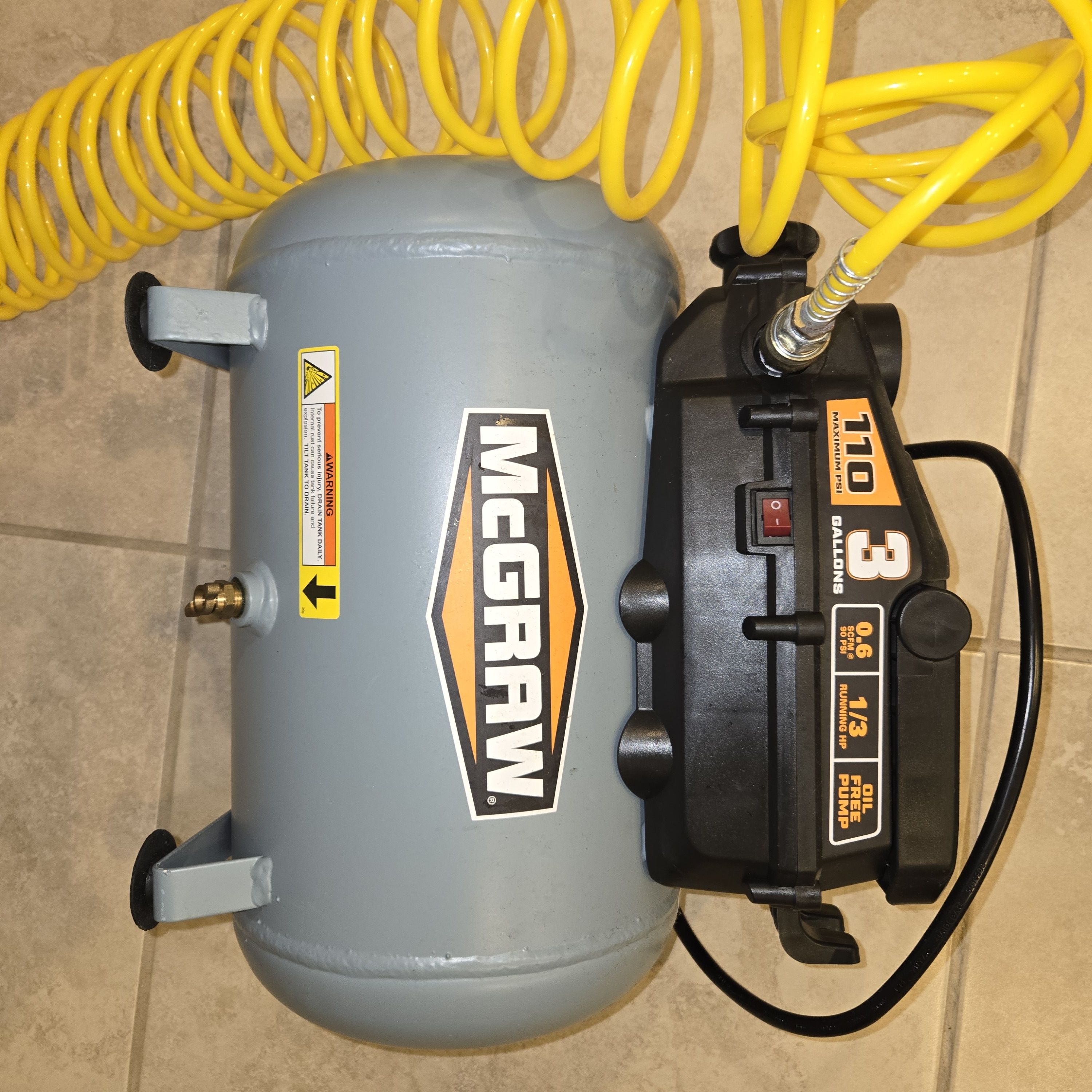 McGraw 3-Gallon Portable Air Compressor Tank