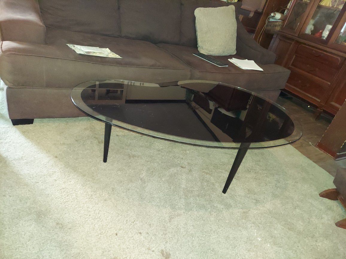 Mid 20th  Vintage Glass Coffee Table 