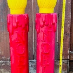 Blow Mold Noel Pure Red Christmas Candles, 40" Pair