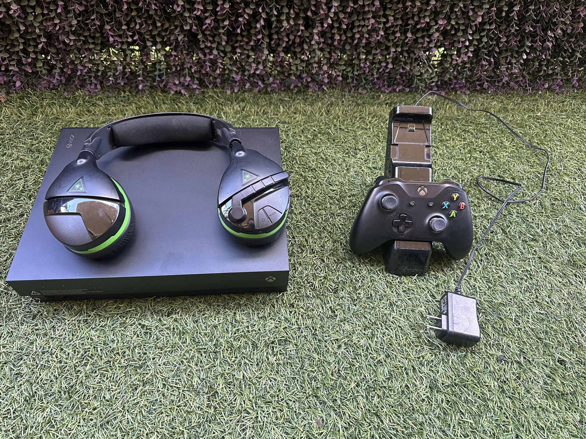 Xbox One X with Turtle Beach Headsets And Controller