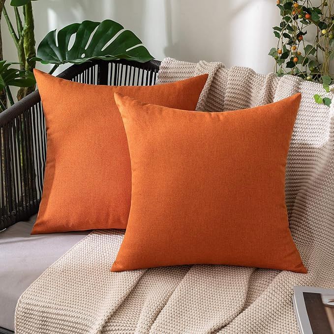 Vibrant Orange Farmhouse, Waterproof Patio Or Pool Area Pillow Covers. 24āX24ā . Inserts Not Included.
