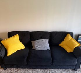 Black 3-Seat Fabric Sofa