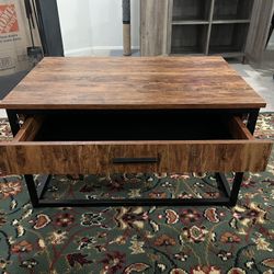 Rustic Wood Grain And Metal Coffee Table - $25 OBO