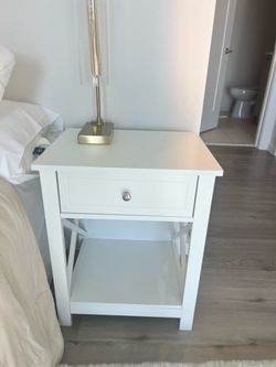White wood nightstand NEW