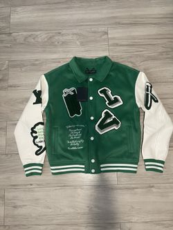 ✨ New Louis Vuitton Varsity Leather green Jacket