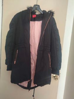 GUESS faux fur trim parka coat size S