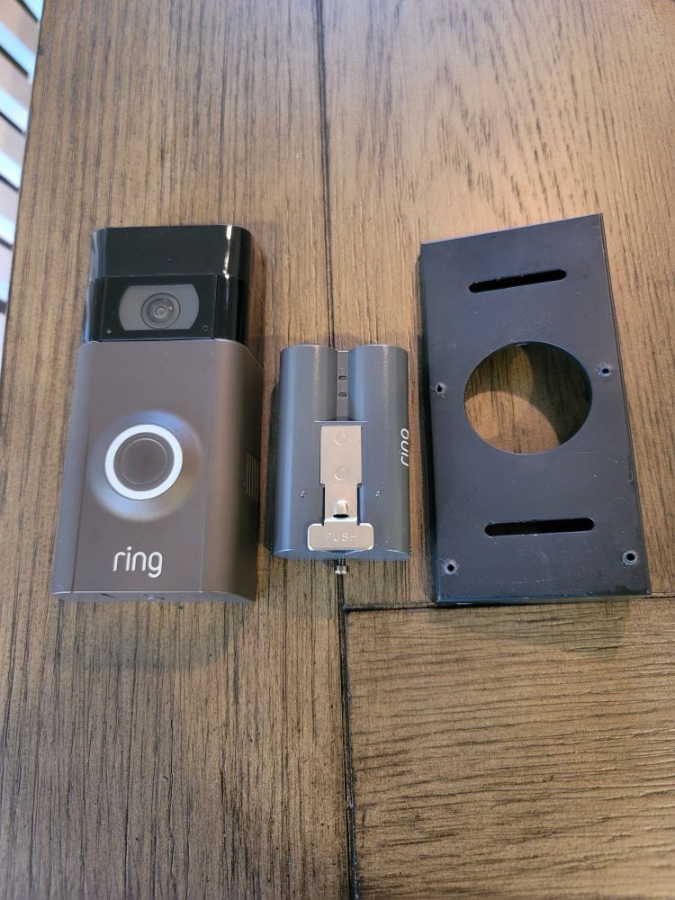 Ring doorbell 2 black with angle mount and battery.