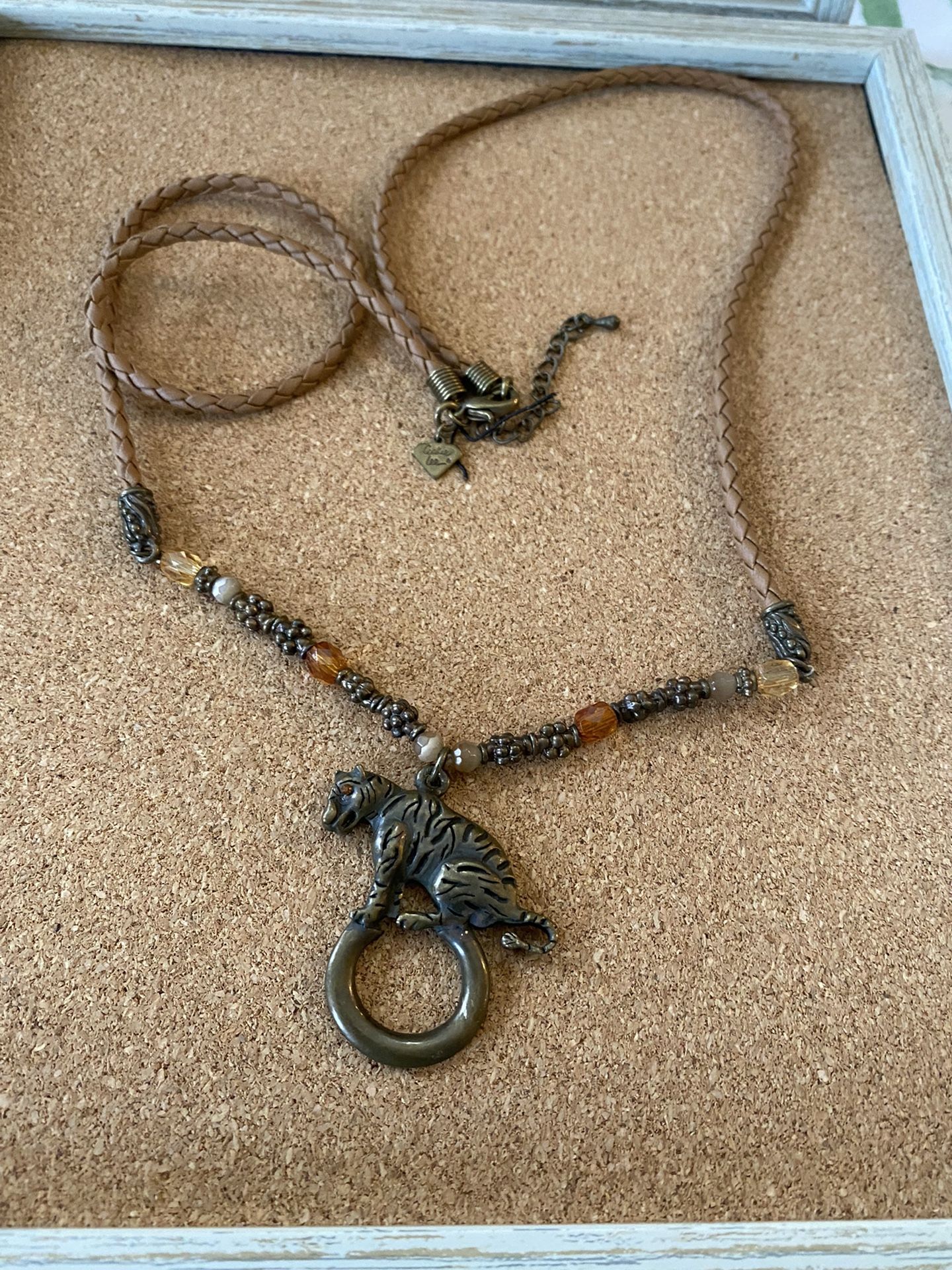 Cookie Lee Tiger necklace beads and woven