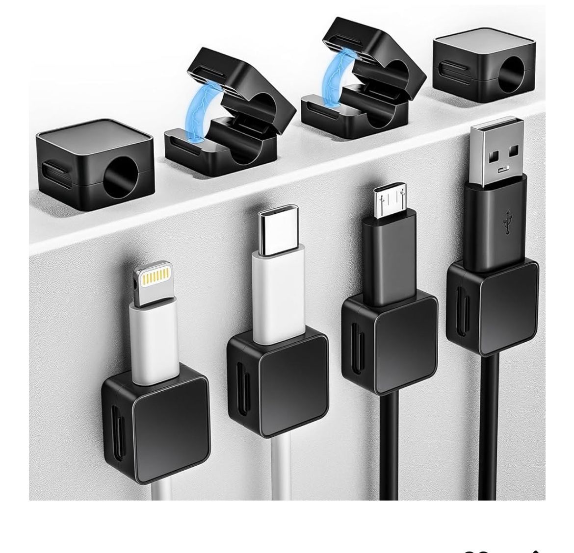 Brand: ROYSC 8 Pack Magnetic Cord Organizer Holder, Adjustable Cable Clips, Strong Adhesive Desk Cable Management Clips for Nightstand, Office, Car, E