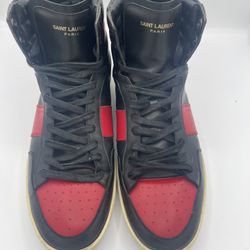 LUXURY: YSL Saint Laurent SL/10H High-Tops - Black Red