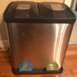 Organize It All Step-On 15.85 Gallon Stainless Steel Recycling Bin 25.5H x 23.125L x 13.5W