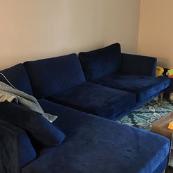 Navy Blue Couch With Chaise Lounge