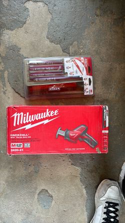 Brand new Milwaukee M18 Hackzall kit (includes battery, charger, and contractor bag) + Diablo 28-piece bi-metal reciprocating saw blade set — $260 OBO