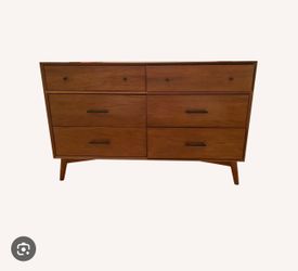 Living Spaces Alton cherry dresser mid century modern