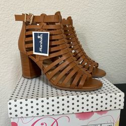 Tan Block Heel Sandals