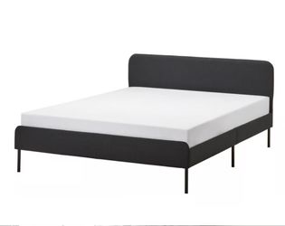 IKEA fabric and metal Upholstered Full Size bed and IKEA Full size mattress