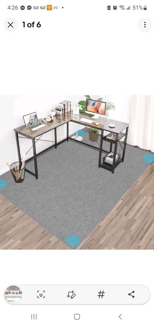 🪑 Brand New Floor Mat for Office or Desk Chair – Carpeted Floors