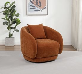 Arnaud Burnt Orange Chenille Upholstered Swivel Accent Chair