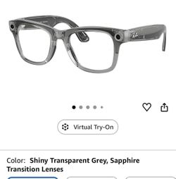 Meta Ray-Ban (Gen 2), Wayfarer, Shiny Transparent Grey | Smart AI Glasses