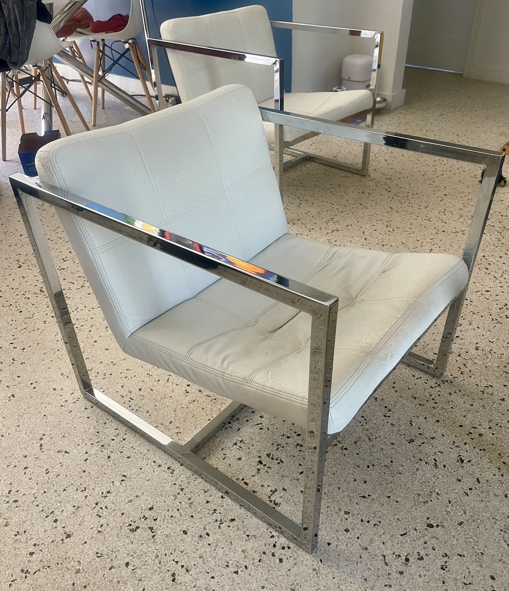 Accent Chair. Metal and Leather. One For $50.