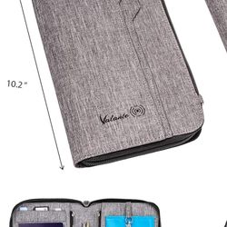 Family Travel Document Organizer – Large RFID-Blocking Passport & Ticket Wallet, Gray