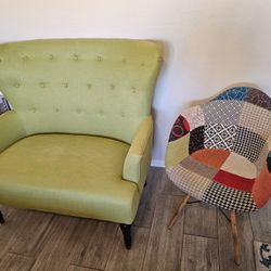 Loveseat, Designer Chair & Carpet 