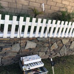 TWO Fishing Bait casting reels(Shimano & Abu Garcia) with Rods and Fenwick Tackle Box with lures.All for $100