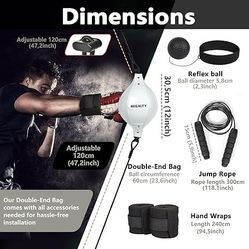 REGALTYs Double End Bag Boxing Kit - Complete Training Set with Jump Rope and Reflex Ball