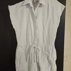 Calvin Klein baby blue shorts romper with pockets