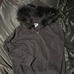 Black fur Zip Up 