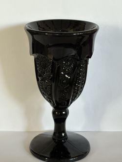 Vtg Tiara Black Indiana Goblet/Wine Goblet