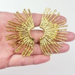 Gold plated large women's stud earrings Gift