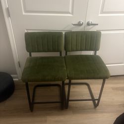 Green 24" Counter Stools Set of 2, Velvet