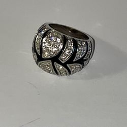 Diamond & Silver / Black Chunk Ring